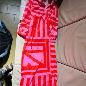 Red and Pink Striped Dress